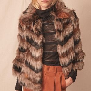 ALLEN SCHWARTZ NEVADA FAUX FUR COAT XS